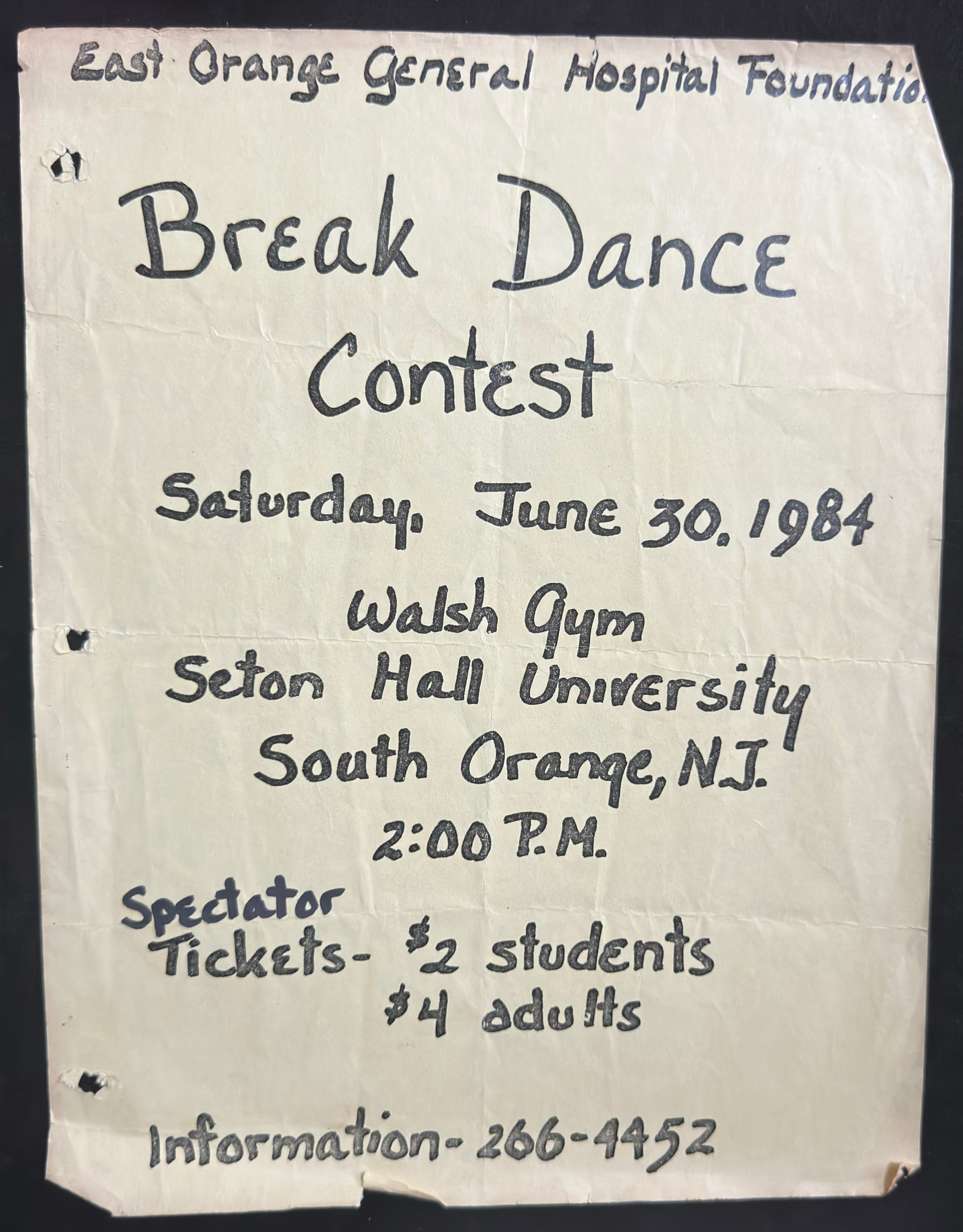 Event flyer filed in the archive under East Orange.