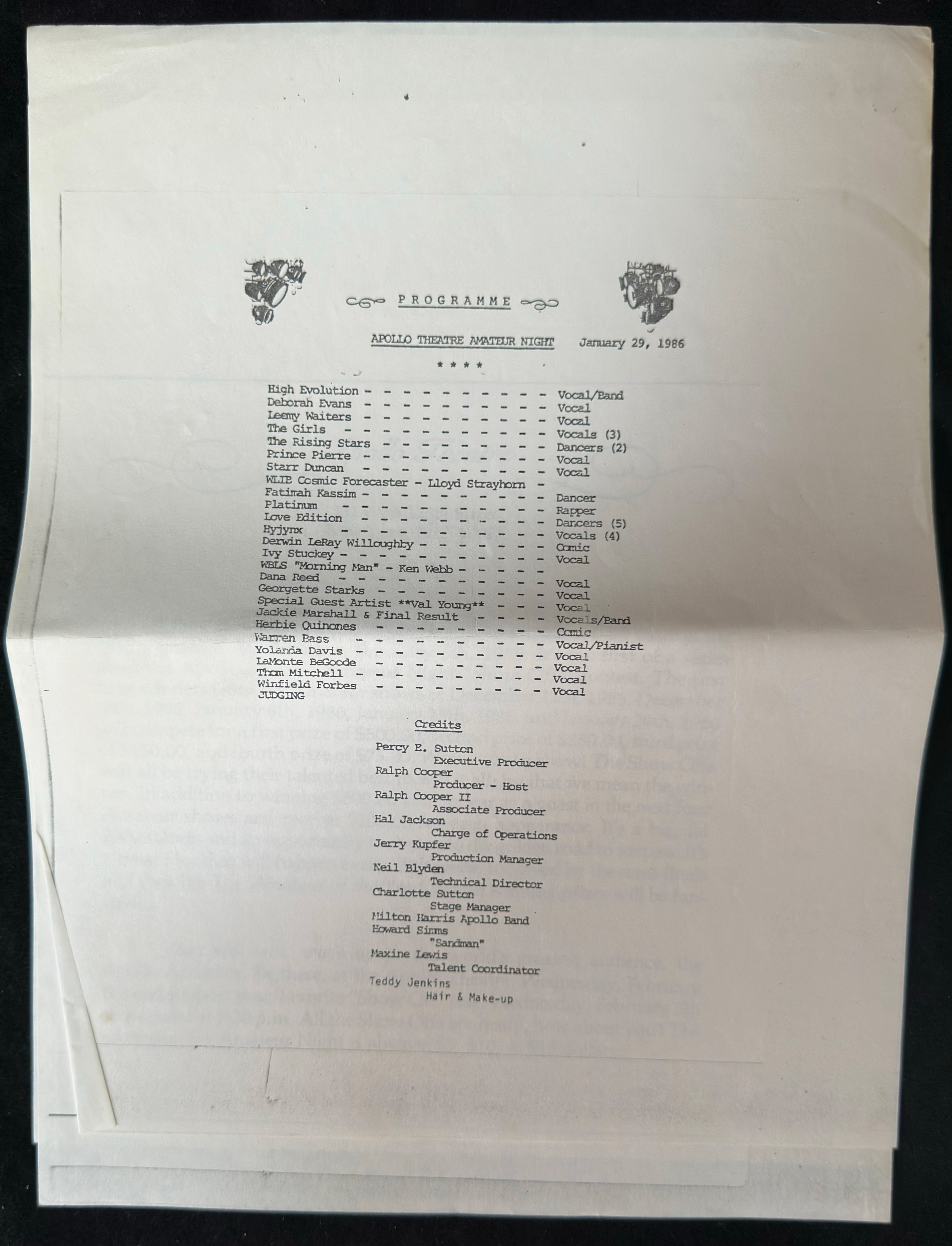 Apollo table of contents document held in the archive.